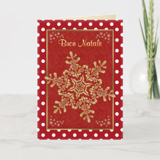 Buon Natale Italian Christmas - gold snowflakes Holiday Card