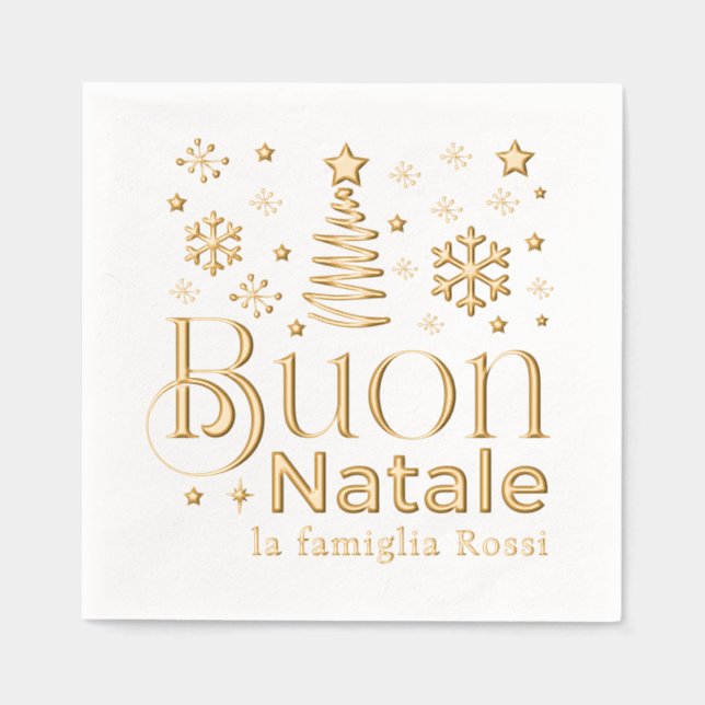 Buon Natale Italian Christmas Party Custom Foil Napkins (Front)