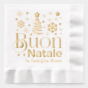Buon Natale Italian Christmas Party Custom Foil Napkins