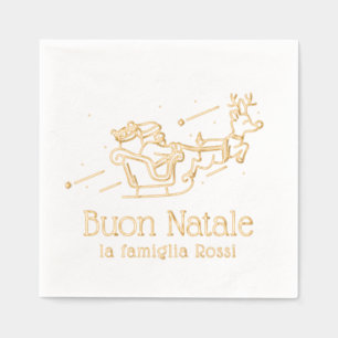 Buon Natale Italian Christmas Party Santa Foil Napkins