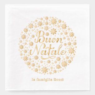 Buon Natale Italian Christmas Party Snowflakes Foil Napkins