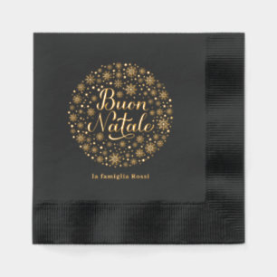 Buon Natale Italian Christmas Party Snowflakes Foil Napkins