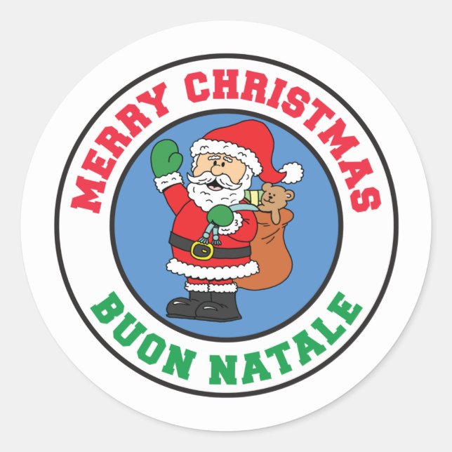 Buon Natale Italian Christmas Santa Classic Round Sticker (Front)