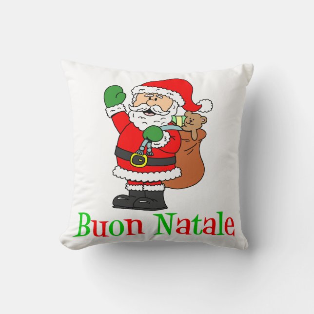 Buon Natale Italian Christmas Santa Cushion (Front)