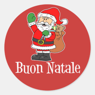 Buon Natale Italian Christmas Santa (RED) Classic Round Sticker