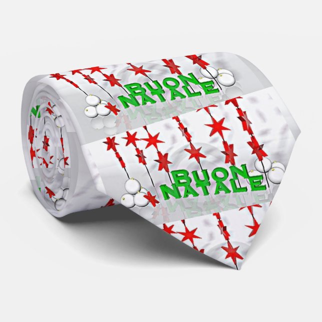 "BUON NATALE" ITALIAN CHRISTMAS TIE FOR HIM (Rolled)
