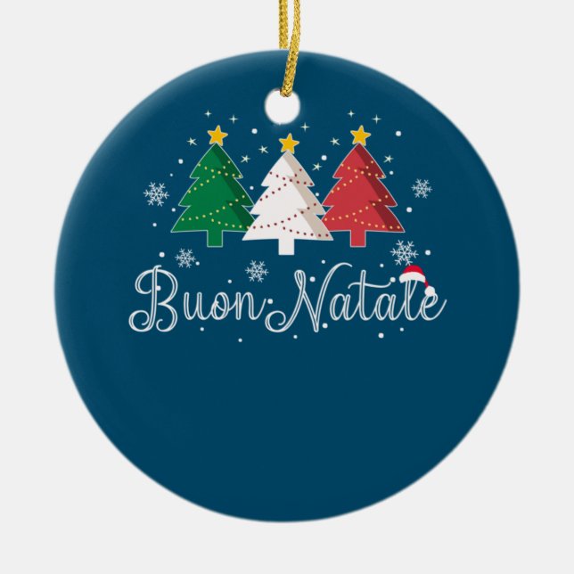 Buon Natale Italian Christmas Tree Ceramic Tree Decoration (Front)