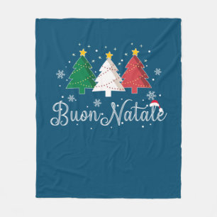 Buon Natale Italian Christmas Tree Fleece Blanket