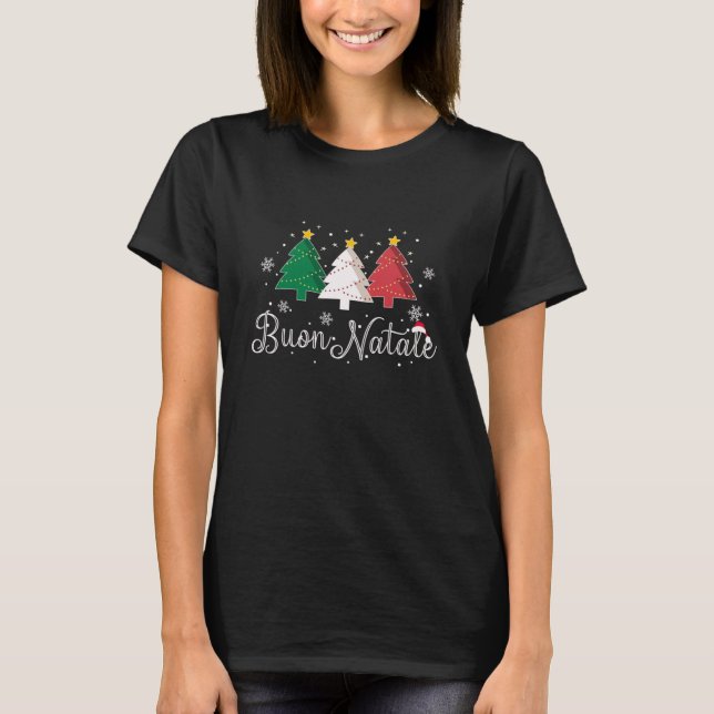 Buon Natale Italian Christmas Tree T-Shirt (Front)