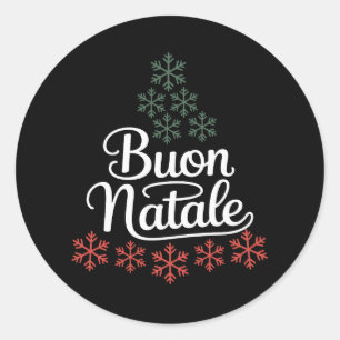 Buon Natale Italian Family Christmas Tree Holiday Classic Round Sticker