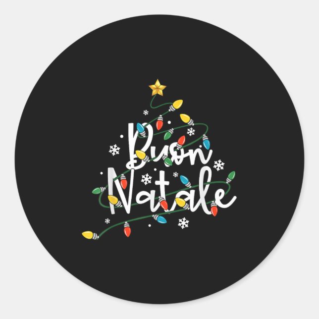 Buon Natale Italian Family Merry Christmas Tree Li Classic Round Sticker (Front)