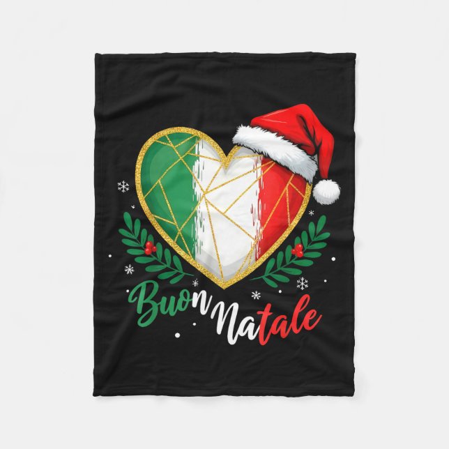 Buon Natale Italian Family Pasta Christmas Tree Xm Fleece Blanket (Front)
