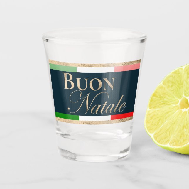 Buon Natale Italian Flag Christmas Shot Glass (Front)