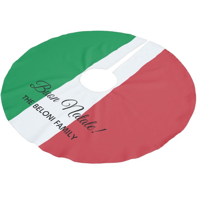 Buon Natale Italian flag Christmas tree skirt (Angled)