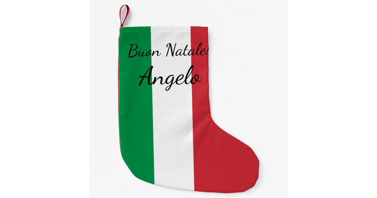 Buon Natale Italian Flag Personalised Name Holiday Small Christmas Stocking Zazzle Co Uk