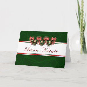 Buon Natale - Italian Garland Red Bows Card