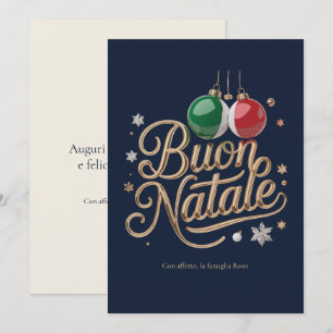 Buon Natale Italian Gold Calligraphy Christmas Holiday Card