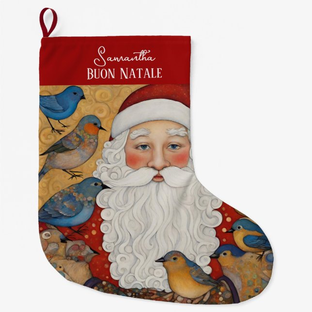 Buon Natale Italian Large Christmas Stocking (Front)