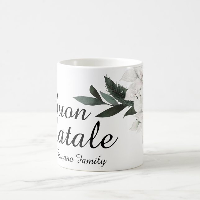 Buon Natale Italian Merry Christmas Floral Coffee Mug (Center)