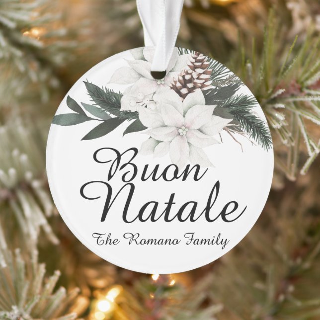 Buon Natale Italian Merry Christmas Floral Ornament (Tree)