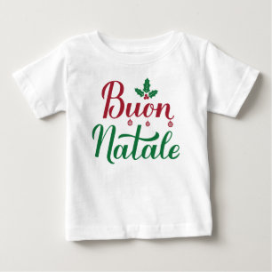 Buon Natale Italian Merry Christmas Holly Baby T-Shirt