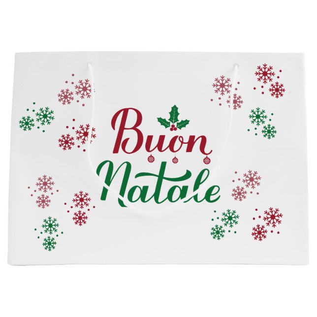 Buon Natale Italian Merry Christmas Large Gift Bag (Front)