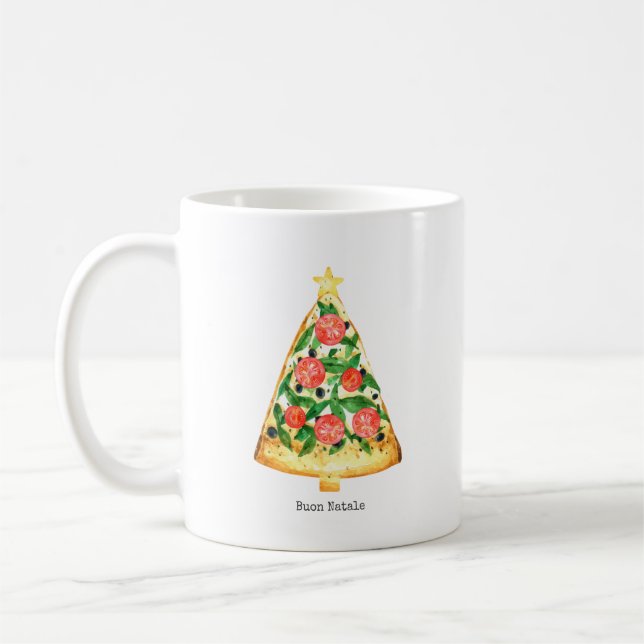 Buon Natale Italian Merry Christmas Pizza Slice Coffee Mug (Left)
