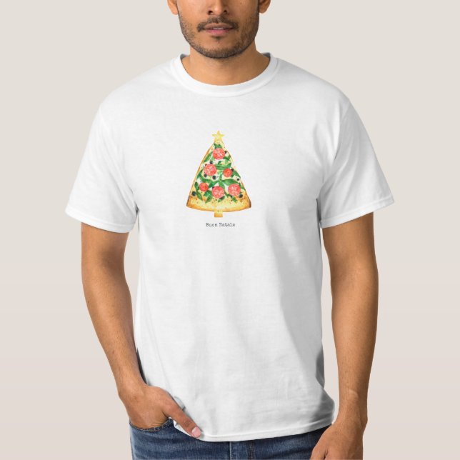 Buon Natale Italian Merry Christmas Pizza Slice T-Shirt (Front)