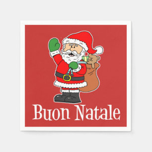 Buon Natale Italian Merry Christmas Santa (RED) Napkin