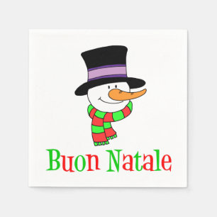 Buon Natale Italian Merry Christmas Snowman Napkin