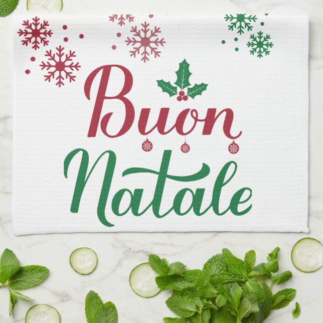 Buon Natale Italian Merry Christmas Tea Towel (Folded)