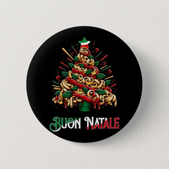 Buon natale italian pasta christmas tree xmas for  6 cm round badge (Front)