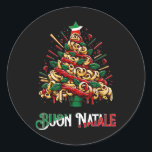 Buon natale italian pasta christmas tree xmas for  classic round sticker<br><div class="desc">Buon natale italian pasta christmas tree xmas for men women</div>