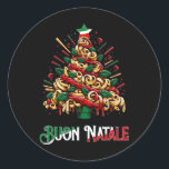 Buon natale italian pasta christmas tree xmas for  classic round sticker<br><div class="desc">Buon natale italian pasta christmas tree xmas for men women</div>