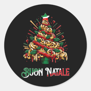 Buon natale italian pasta christmas tree xmas for  classic round sticker