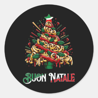 Buon natale italian pasta christmas tree xmas for  classic round sticker