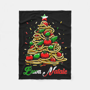 Buon Natale Italian Pasta Christmas Tree Xmas For Fleece Blanket