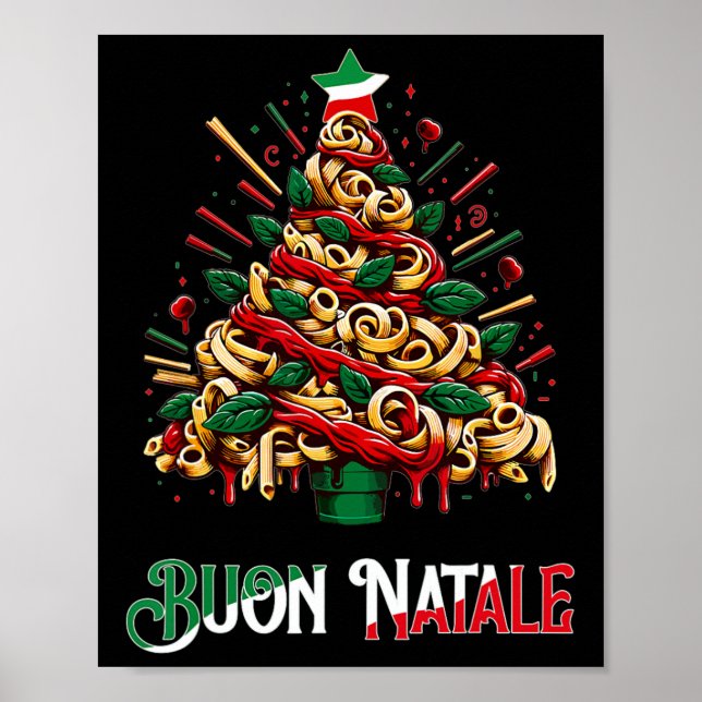 Buon natale italian pasta christmas tree xmas for  poster (Front)
