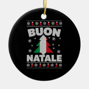 Buon Natale Italian Ugly Christmas Sweater Ceramic Tree Decoration