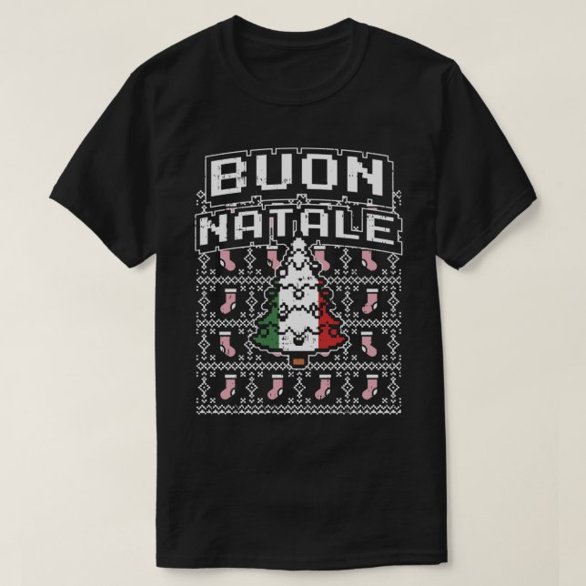 Buon Natale Italian Ugly Christmas Tree Italy Gift T-Shirt (Design Front)