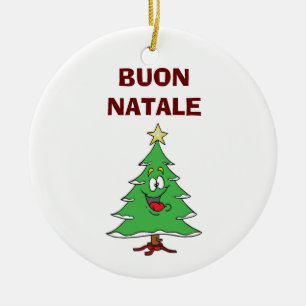 "BUON NATALE" LAUGHTING CHRISTMAS TREE ORNAMENT