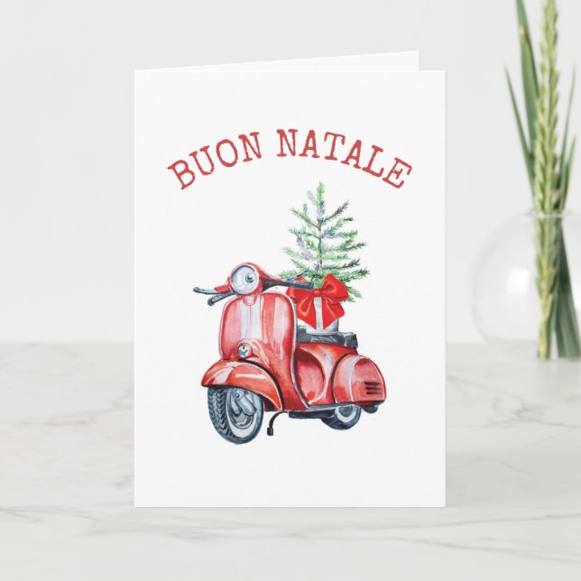Buon Natale Merry Christmas Holiday Greeting  Thank You Card (Front)