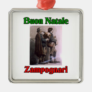 Buon Natale (Merry Christmas) Zampognari Metal Tree Decoration