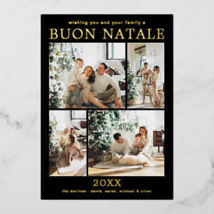 Buon Natale Multi Photo Gold Foil Holiday Card
