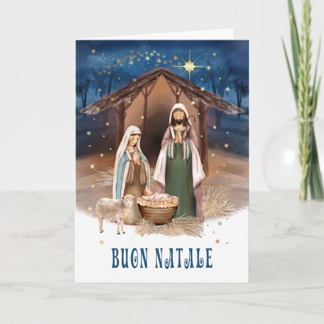 Buon Natale. Nativity Scene Card in Italian (Front)