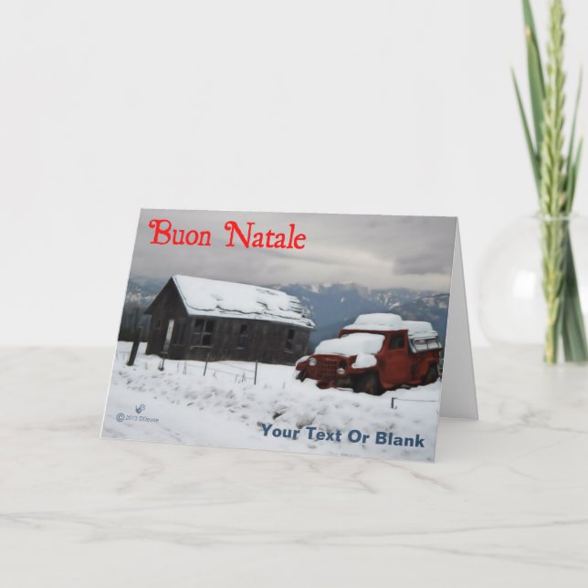 Buon Natale - Old Red Truck Holiday Card (Front)
