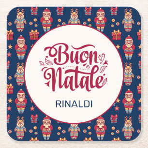Buon Natale Personalised Square Paper Coaster