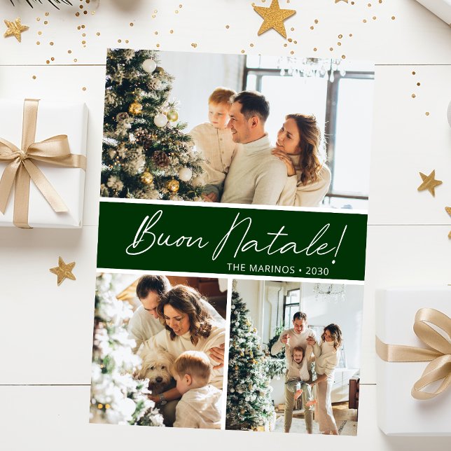 Buon Natale Photo Collage Holiday Card (Creator Uploaded)