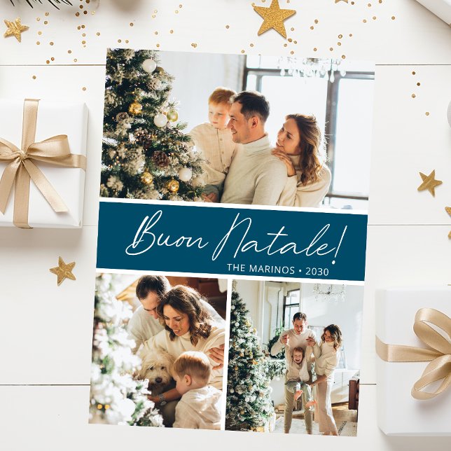 Buon Natale Photo Collage Holiday Card (Creator Uploaded)