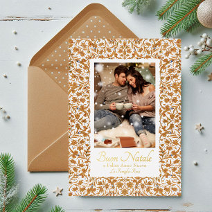 Buon Natale Photo Floral Foil Holiday Card